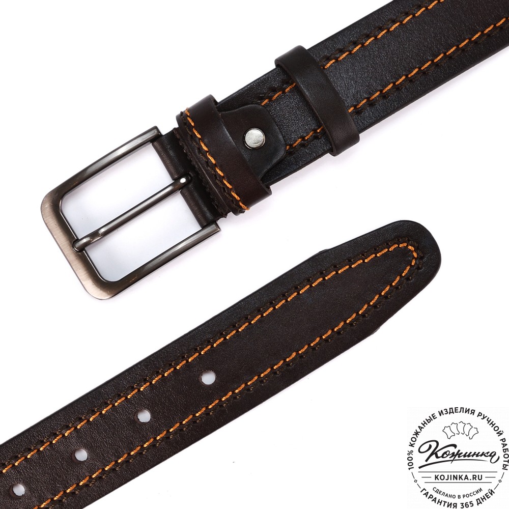 Кожаный ремень "Стенли" (тёмно-коричневый)